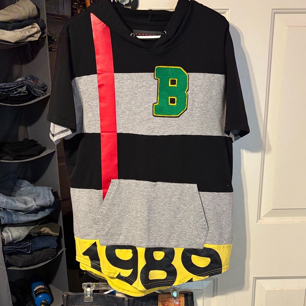 Black Pyramid men’s Hoodie/ short sleeve with Red and Yellow Accents